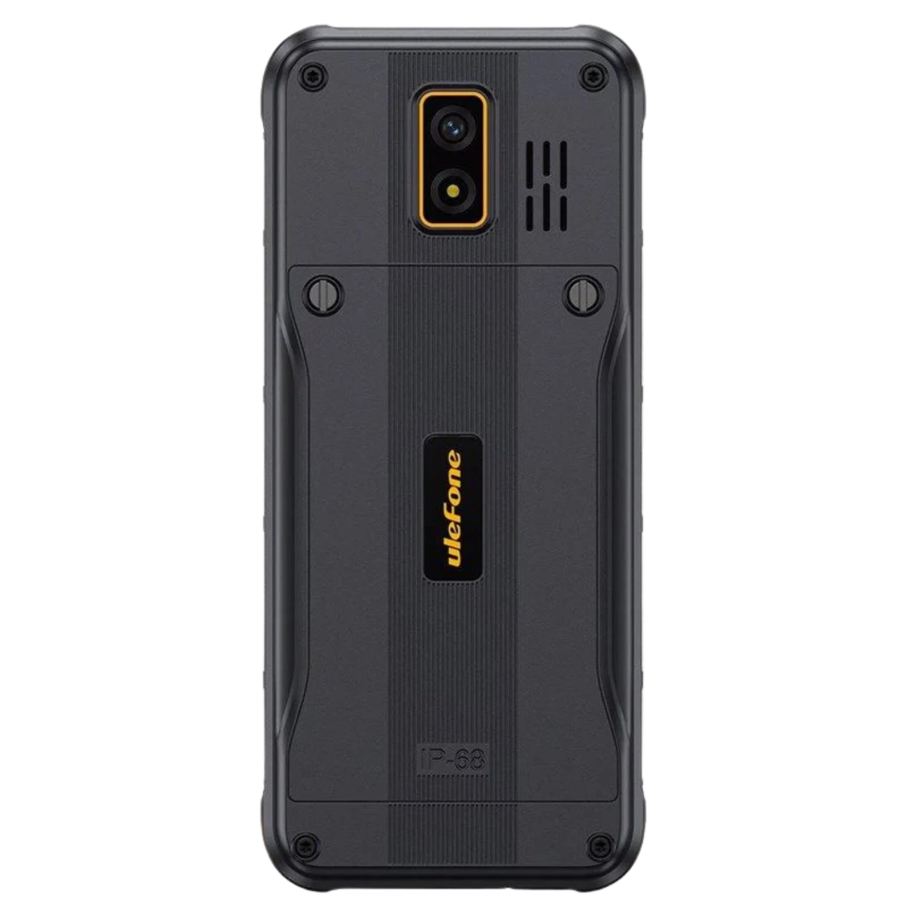 Ulefone Armor Mini 4 4G IP68/IP69K com corpo robusto preto e laranja, ecrã pequeno a cores, teclado físico grande, câmara traseira e grelha de altifalante - Item3