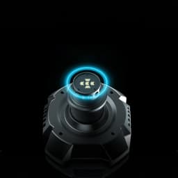Base de Volante Moza Racing R21 Ultra Direct Drive 21Nm em alumínio preto, formato hexagonal, iluminação azul no topo e encaixe robusto para volante