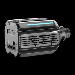 Base de Volante Moza Racing R21 Ultra Direct Drive 21Nm com carcaça metálica preta, aletas de ventilação, barra LED azul, portas traseiras e eixo robusto