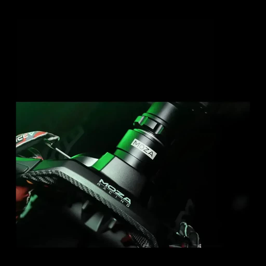 Moza Racing Lamborghini Essenza SCV12 – Volante réplica oficial em fibra de carbono, acabamento preto, detalhes esportivos e conector MOZA destacado