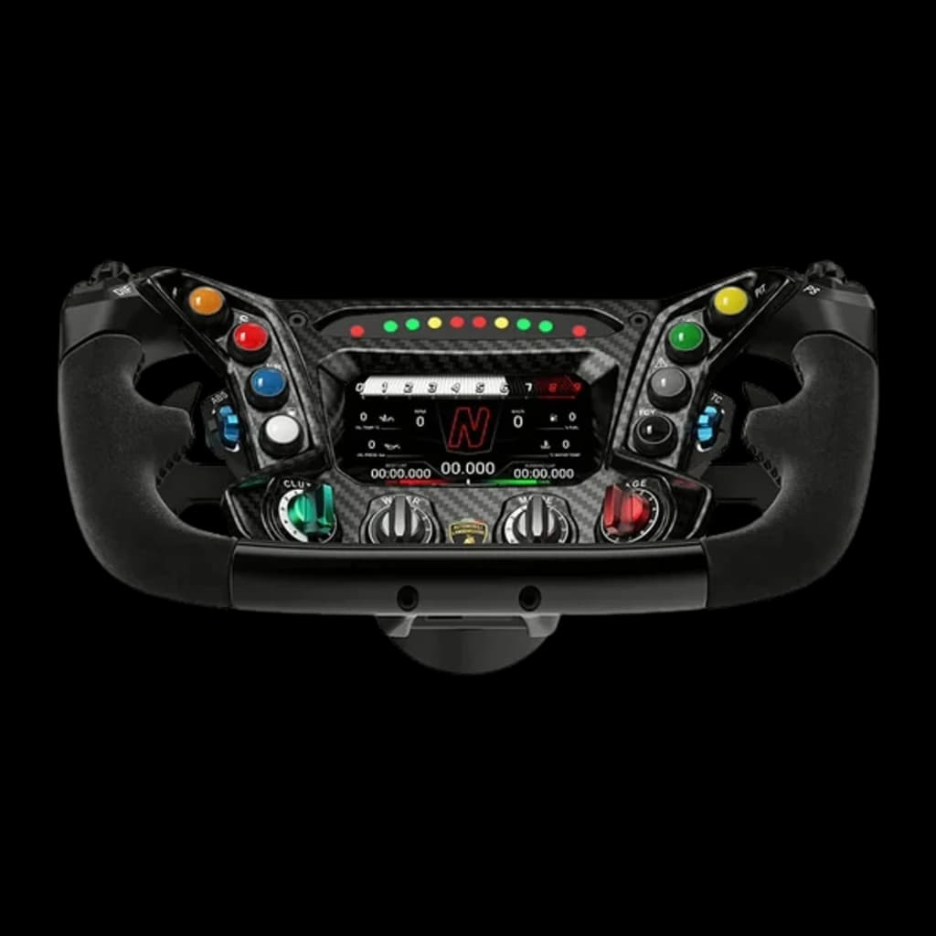 Moza Racing Lamborghini Essenza SCV12 – Volante réplica oficial com fibra de carbono, display central, LEDs de marcha, botões multicoloridos e punhos em