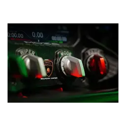 Moza Racing Lamborghini Essenza SCV12 – Volante réplica oficial com painel em fibra de carbono, botões rotativos iluminados e detalhes em vermelho e verde