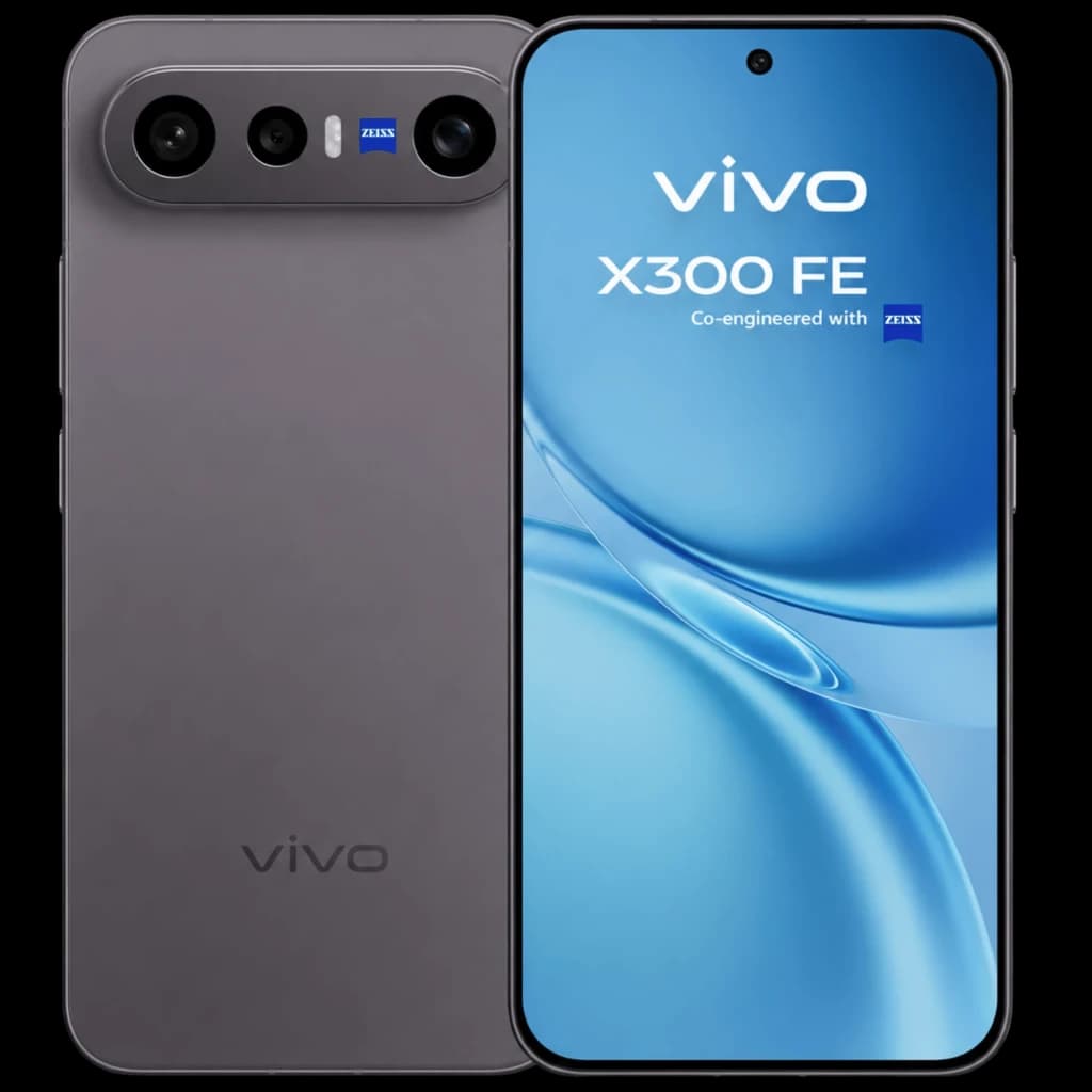 Vivo X300 FE 5G 256 GB Preto com tela inteira perfurada, bordas finas, módulo traseiro triplo com ZEISS e acabamento fosco elegante; 12 GB e 6500 mAh