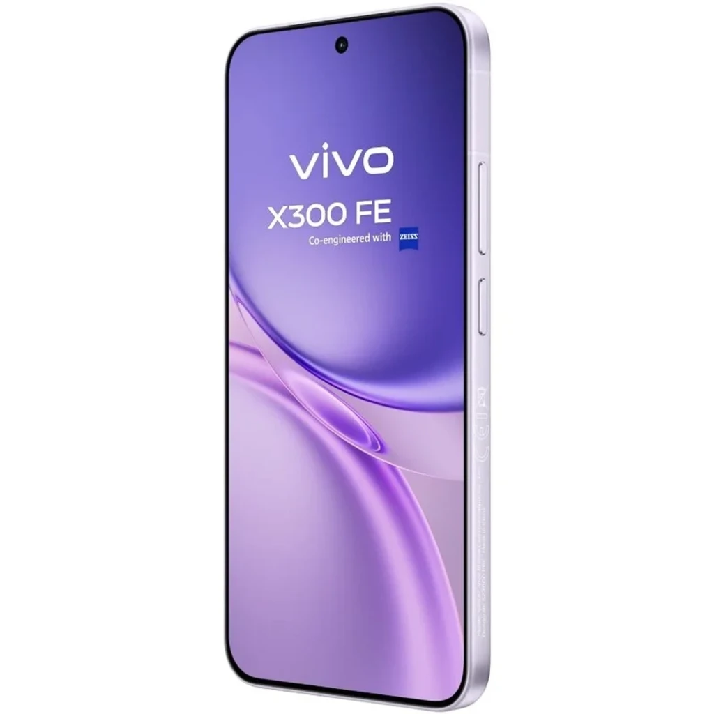Vivo X300 FE 5G lila con triple cámara trasera ZEISS, pantalla perforada con biseles finos, logo vivo al centro y acabado mate suave en 512 GB y 12 GB RAM - Ítem5