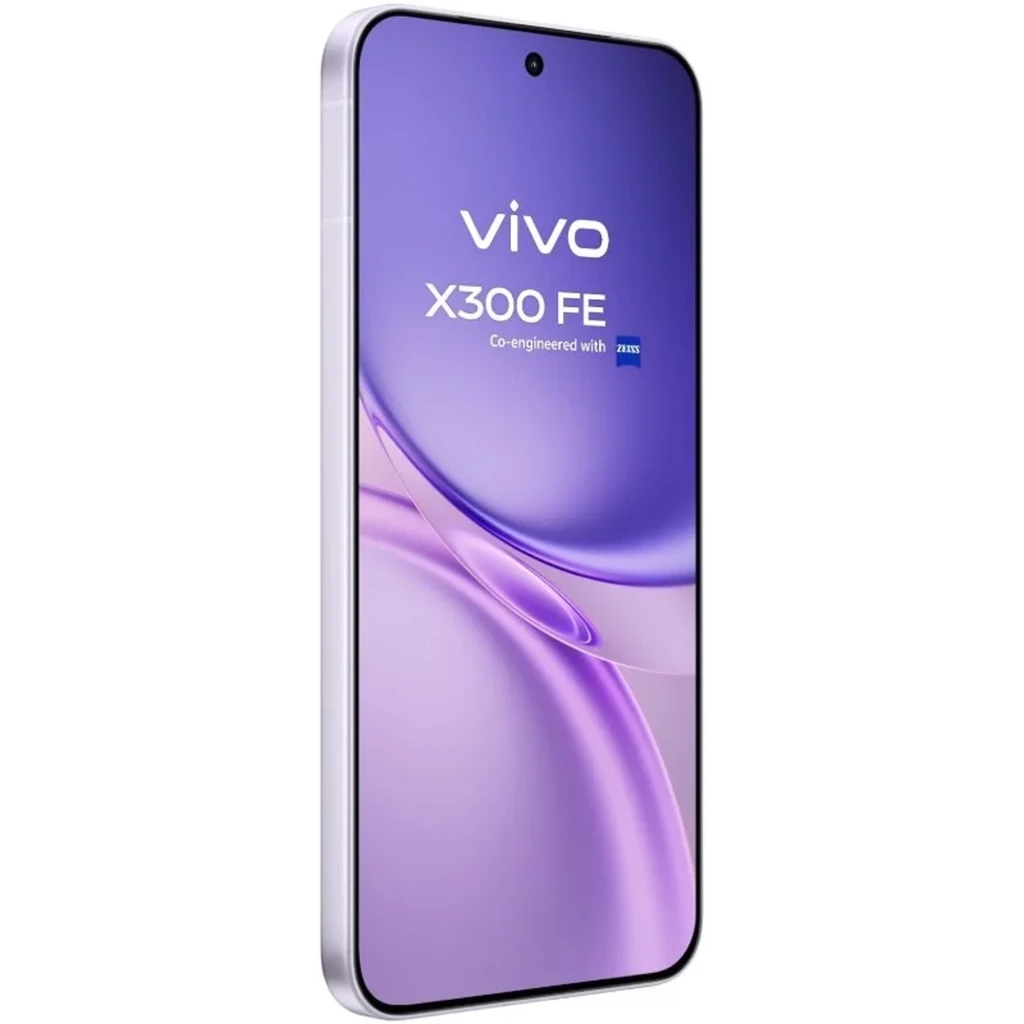 Vivo X300 FE 5G lila con triple cámara trasera ZEISS, pantalla perforada con biseles finos, logo vivo al centro y acabado mate suave en 512 GB y 12 GB RAM - Ítem6