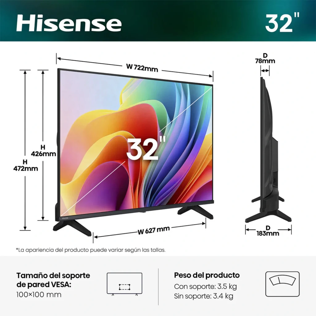 Hisense 32A4S Smart TV QLED 32 Full HD preta com bordas finas, suporte duplo, cores vibrantes, logotipos FIFA, Dolby Audio, Compartilhar TV e melhoria de cor - Item12