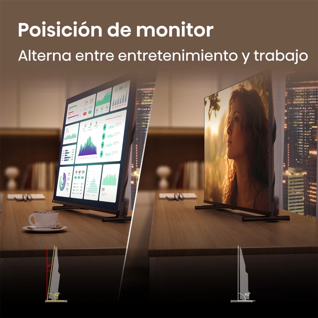 Hisense 32A5S Smart TV QLED 32 FHD preta com bordas finas, pés duplos, tela vibrante, logos FIFA 2026, Dolby Atmos e ícones de recursos na frontal - Item8