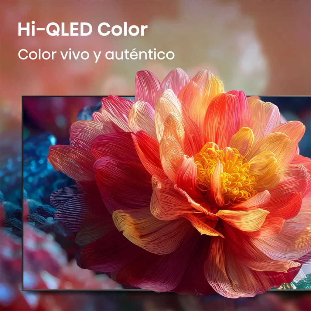 Hisense 32A5S Smart TV QLED 32 FHD preta com bordas finas, pés duplos, tela vibrante, logos FIFA 2026, Dolby Atmos e ícones de recursos na frontal - Item9