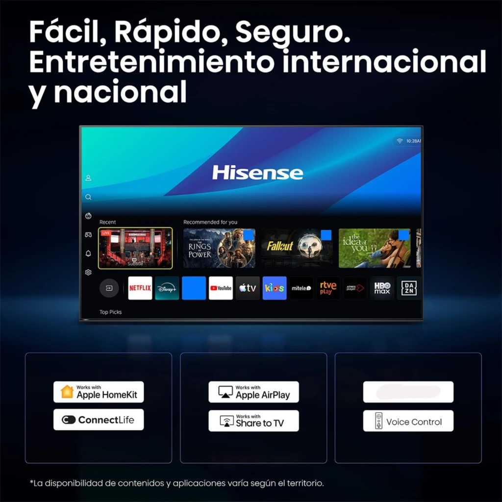 Hisense 43A6S Smart TV QLED 43 pulgadas 4K Ultra HD en negro, biseles delgados, peanas dobles, logos UHD 4K, IA 4K, Smooth Motion IA y Modo Juego Plus - Ítem7