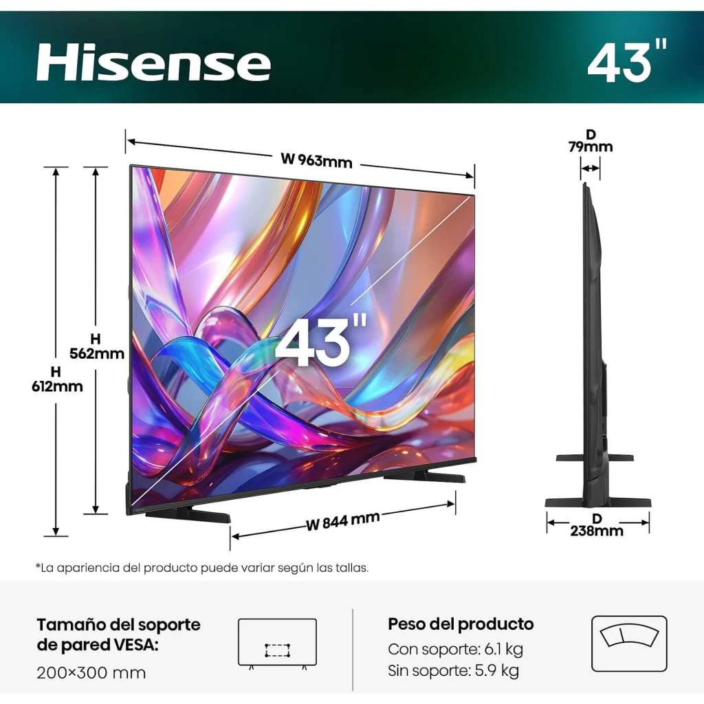 Hisense 43E79S Smart TV QLED 43 4K Ultra HD com tela fina sem bordas, cores vivas, suporte Dolby Vision-Atmos, IA 4K e Smooth Motion para imagem fluida - Item8