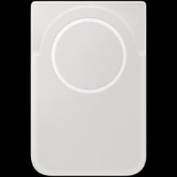 Power bank magnético gris con aro circular para alineación, acabado liso minimalista, puerto USB-C, compacto y delgado para carga rápida 25 W 5000 mAh