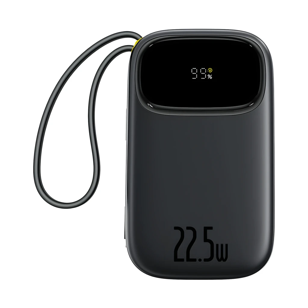 Power Bank Baseus EnerFill FC31 negro 20000mAh 22.5W con pantalla LED, cables integrados USB-C y Lightning, acabado mate y diseño compacto portátil - Ítem5