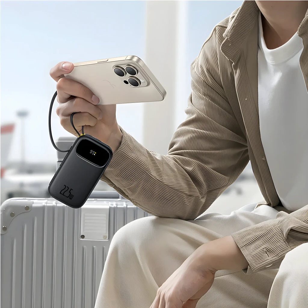 Power Bank Baseus EnerFill FC31 negro 20000mAh 22.5W con pantalla LED, cables integrados USB-C y Lightning, acabado mate y diseño compacto portátil - Ítem2