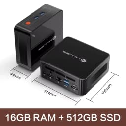 MLLSE G1 Pro Mini PC compacto negro con puertos frontales USB y botón naranja, laterales con rejillas, puertos traseros HDMI, USB, Ethernet y lector SD;
