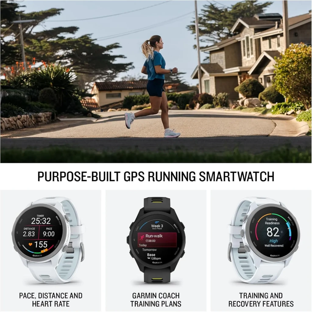 Garmin Forerunner 170 preto com pulseira amarela, tela AMOLED 1,2 pol, mostrador com métricas de treino, GPS, resistência 5 ATM, design esportivo - Item7