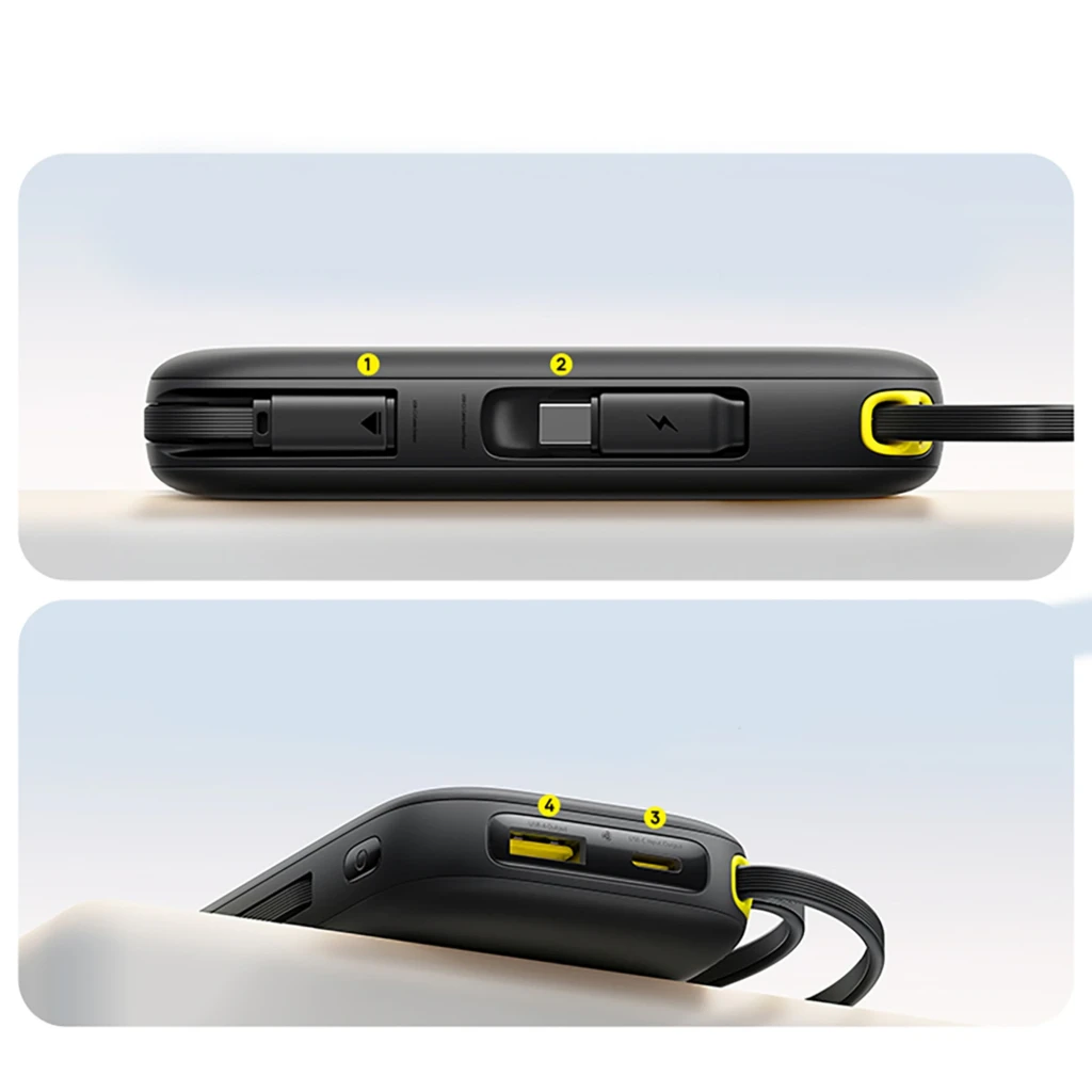 Power Bank Baseus EnerFill FC31 20000mAh 45W color negro con pantalla LED, cable USB-C integrado y diseño compacto con bordes redondeados - Ítem3