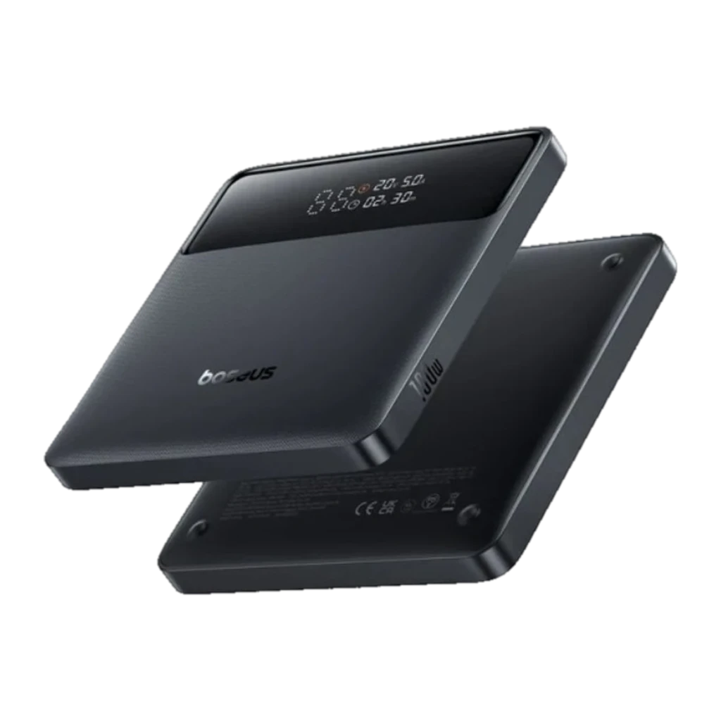Power Bank Baseus Blade H1 Lite 20000mAh 100W con pantalla LED que muestra voltaje, amperaje y tiempo, acabado texturizado negro y bordes redondeados - Ítem5
