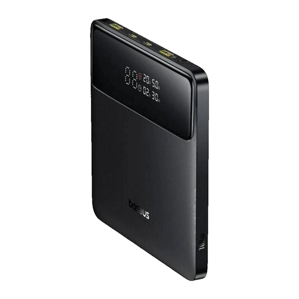 Power Bank Baseus Blade H1 Lite 20000mAh 100W con pantalla LED que muestra voltaje, amperaje y tiempo, acabado texturizado negro y bordes redondeados - Ítem3