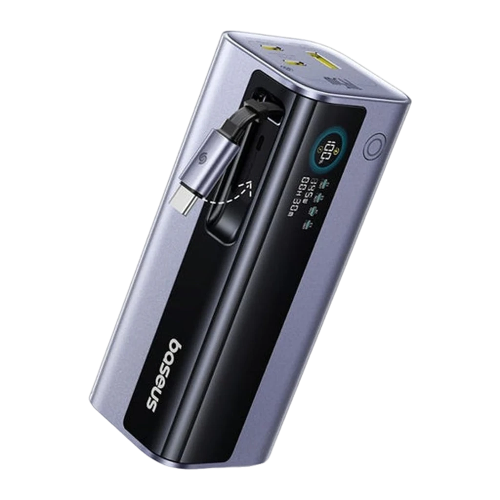 Power Bank Baseus EnerGeek GR11 145W PD3.0 20000mAh en gris negro con pantalla digital, múltiples puertos USB y USB-C, diseño compacto y lateral texturizado - Ítem1