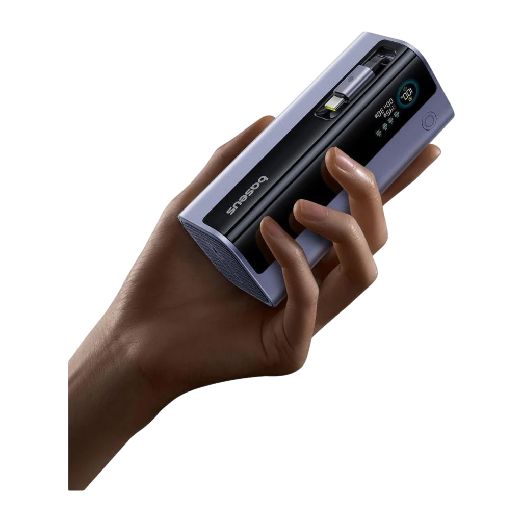 Power Bank Baseus EnerGeek GR11 145W PD3.0 20000mAh en gris negro con pantalla digital, múltiples puertos USB y USB-C, diseño compacto y lateral texturizado - Ítem3