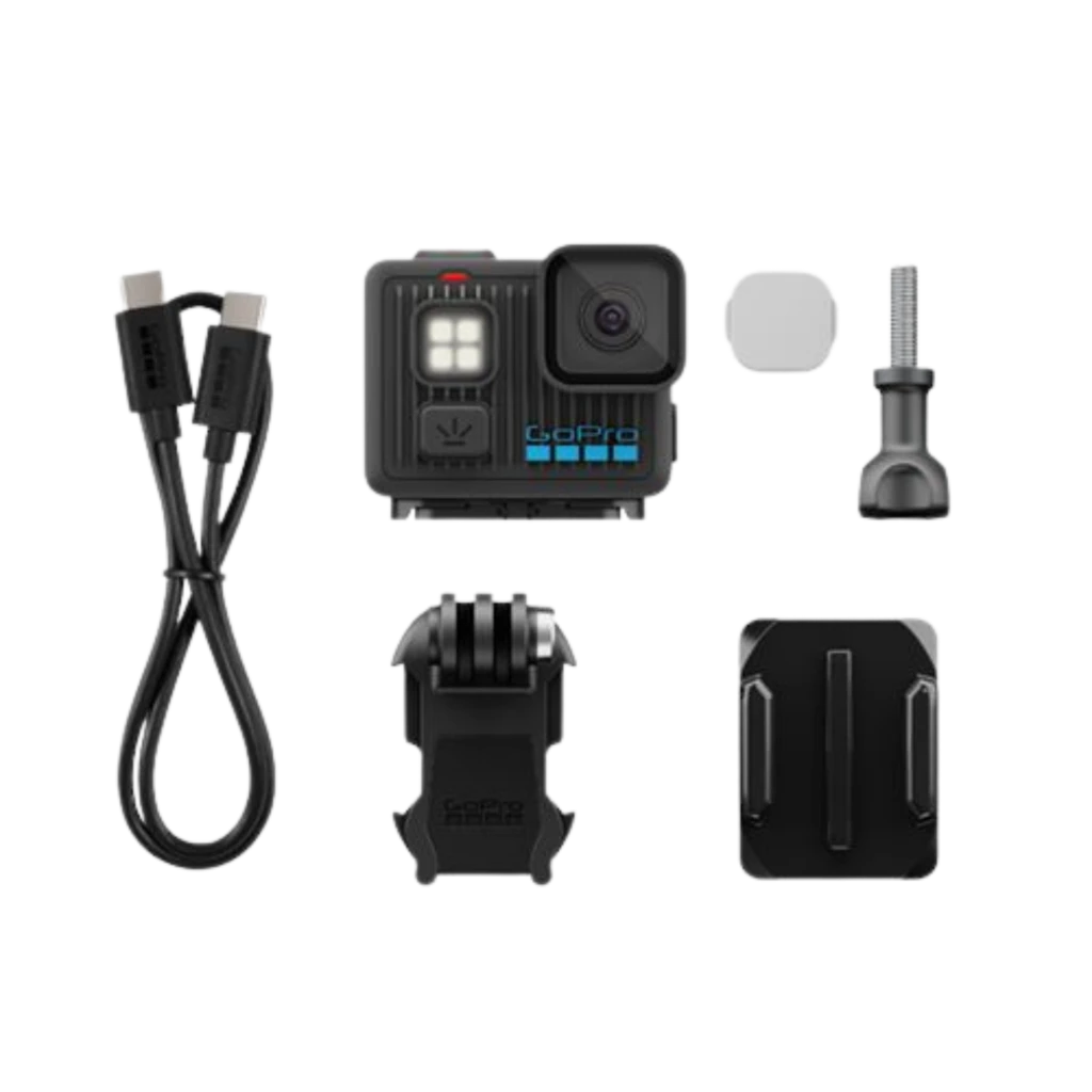 GoPro Lit Hero 4K 60fps 12 MP Sumergible 5 m HyperSmooth con lente gran angular, luz LED frontal, botón lateral y cuerpo robusto negro con detalles azules - Ítem7