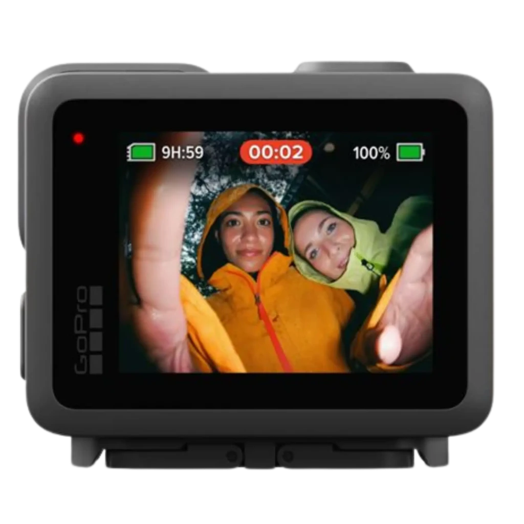 GoPro Lit Hero 4K 60fps 12 MP Sumergible 5 m HyperSmooth con lente gran angular, luz LED frontal, botón lateral y cuerpo robusto negro con detalles azules - Ítem3