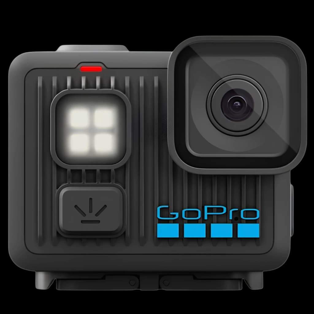 GoPro Lit Hero 4K 60fps 12 MP Sumergible 5 m HyperSmooth con lente gran angular, luz LED frontal, botón lateral y cuerpo robusto negro con detalles azules