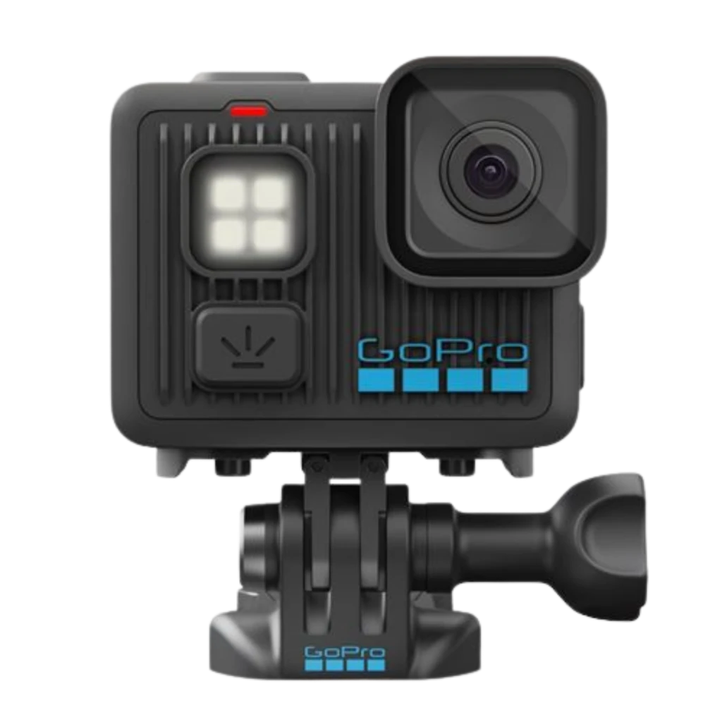GoPro Lit Hero 4K 60fps 12 MP Sumergible 5 m HyperSmooth con lente gran angular, luz LED frontal, botón lateral y cuerpo robusto negro con detalles azules - Ítem6