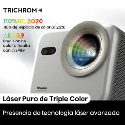 Projecteur portable Hisense M2 Pro Trichroma 4K UHD, triple laser pur, 1300 lumens ANSI, large objectif frontal, précision ΔE≤0,9, gamut BT.2020 110%
