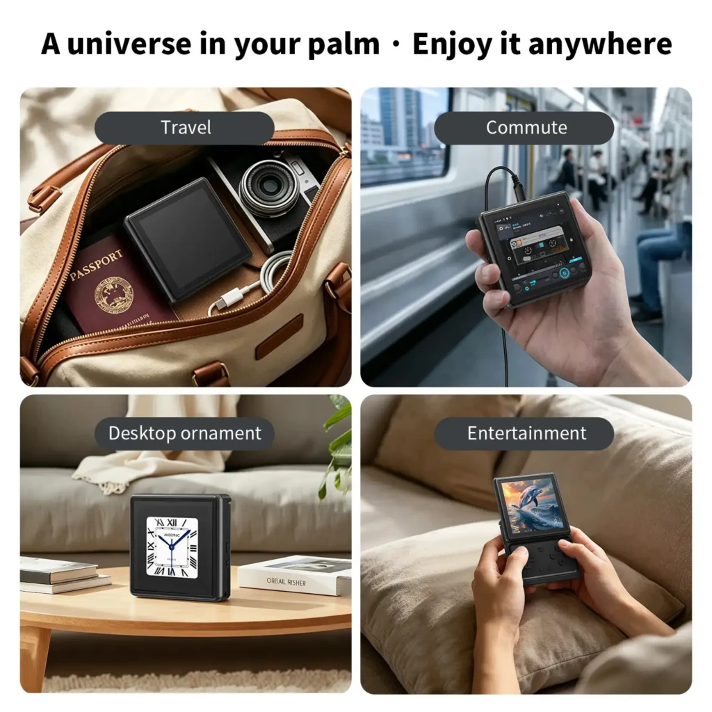 Anbernic RG Rotate 32 GB Preto com tela quadrada colorida, corpo preto fosco, D-pad à esquerda, botões A B X Y à direita e botões Select e Start - Item2