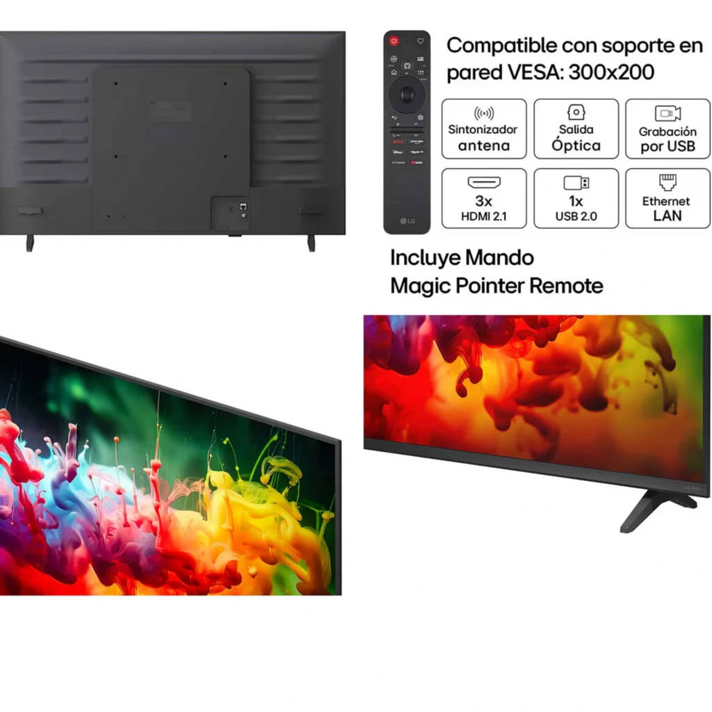 LG 43QNED70B6C Smart TV QNED MiniLED 43 4K α7 AI Gen9 preta com moldura fina, pés duplos, tela vibrante com +1 bilhão de cores e 2040 zonas de dimming - Item9