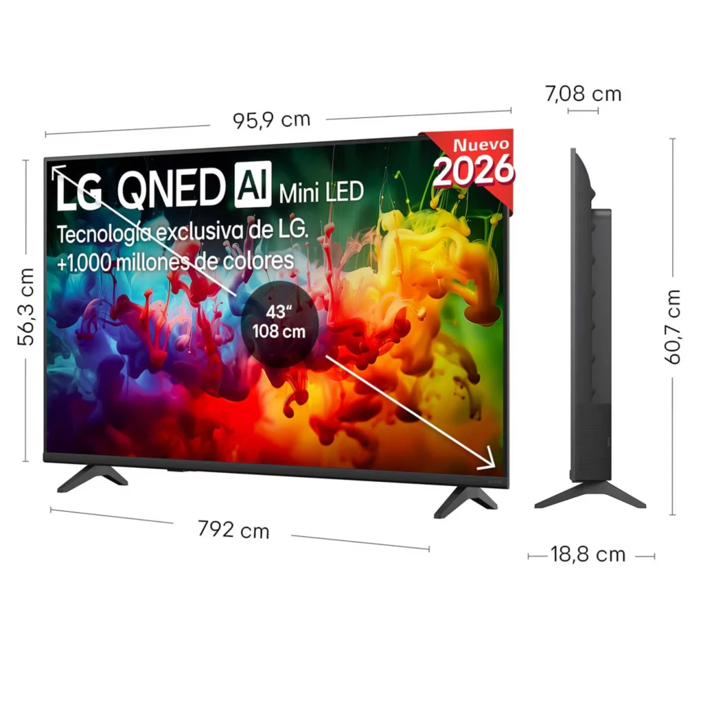 LG 43QNED70B6C Smart TV QNED MiniLED 43 4K α7 AI Gen9 preta com moldura fina, pés duplos, tela vibrante com +1 bilhão de cores e 2040 zonas de dimming - Item10