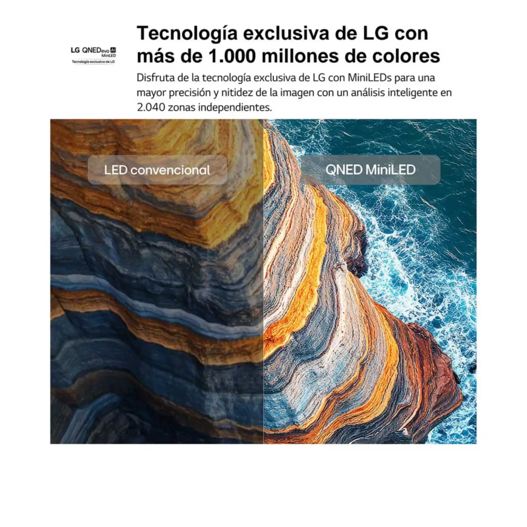 LG 43QNED70B6C Smart TV QNED MiniLED 43 4K α7 AI Gen9 preta com moldura fina, pés duplos, tela vibrante com +1 bilhão de cores e 2040 zonas de dimming - Item4