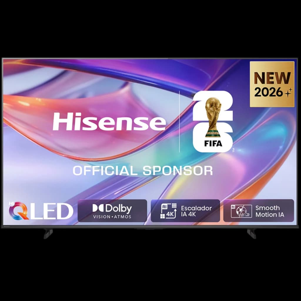 Téléviseur Hisense 43Q7S QLED 43 pouces 4K noir, bords fins, pieds latéraux, écran éclatant avec badges Dolby Vision Atmos, IA 4K et mouvement fluide