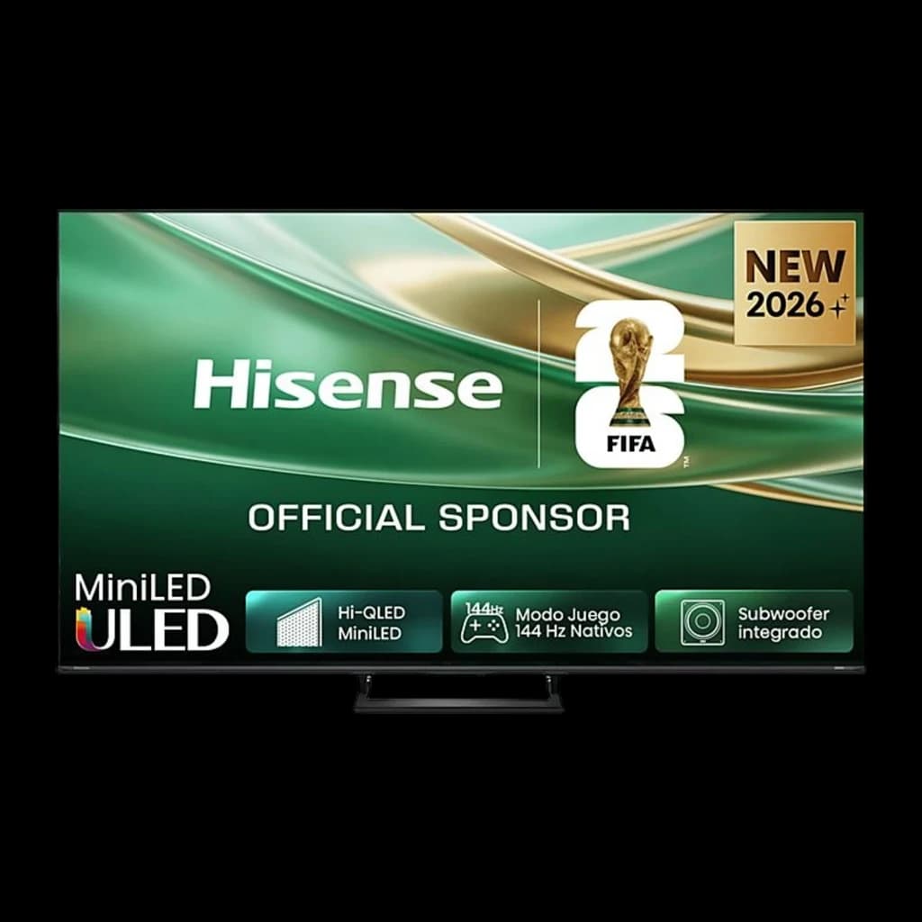 Televisor Hisense 65E8S 65 polegadas com painel Mini LED ULED 4K, 144Hz nativos, subwoofer integrado e design fino com molduras estreitas