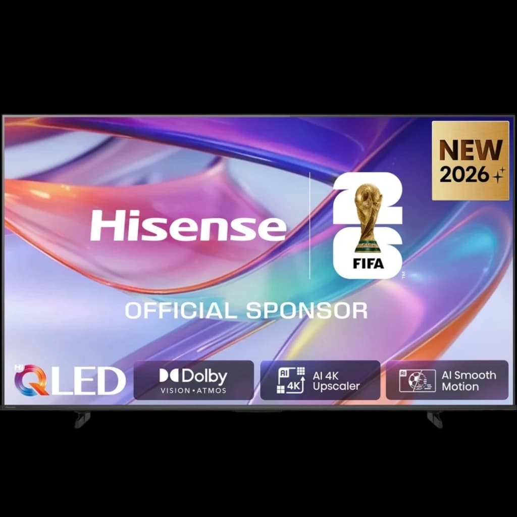Téléviseur intelligent Hisense 65E7S QLED 65 pouces 4K noir, écran fin aux bords minces, couleurs vives, logos FIFA, Dolby Vision Atmos, AI 4K Upscaler,