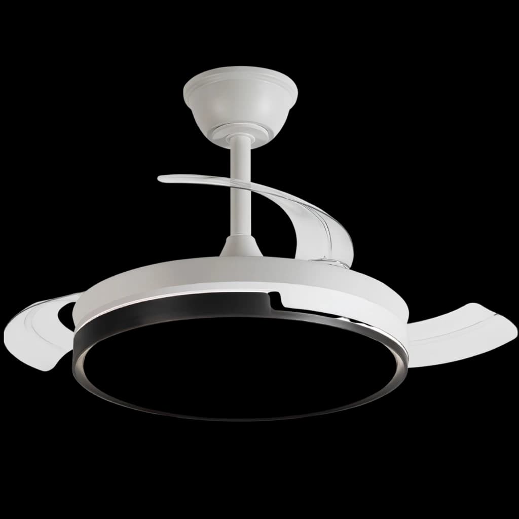 Daewoo DW5005 Ventilateur de plafond 30 W avec anneau LED, pales rétractables blanches, design moderne, 6 vitesses, montage en tige, finition blanche