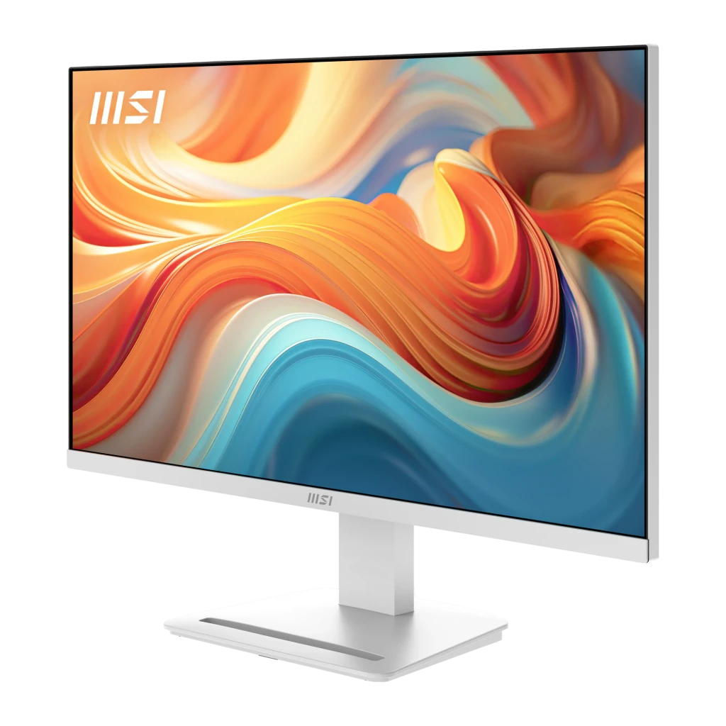 Monitor MSI Pro MP273QW E14 blanco de 27 pulgadas con biseles delgados, pantalla IPS QHD 2560x1440, 144Hz y base rectangular ajustable