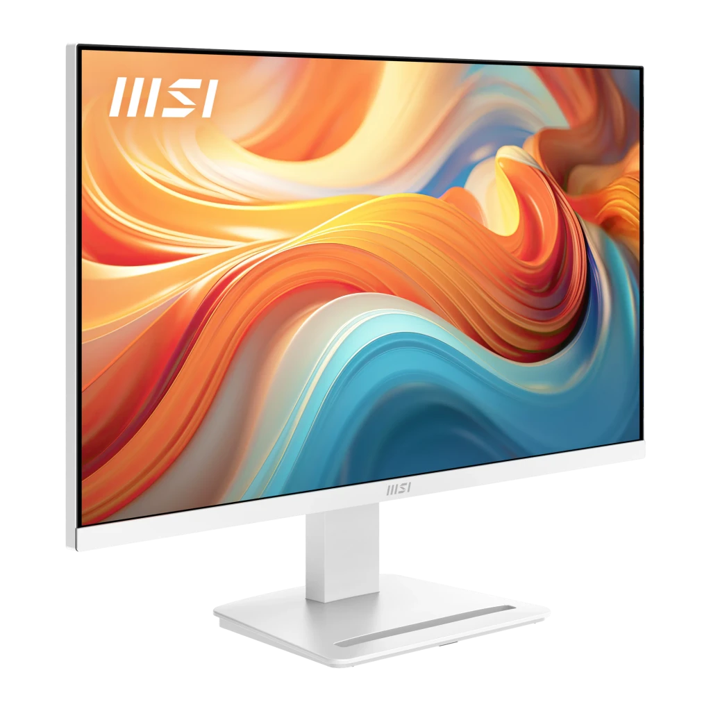 Monitor MSI Pro MP273QW E14 blanco de 27 pulgadas con biseles delgados, panel IPS QHD 2560x1440, 144Hz y base rectangular estable