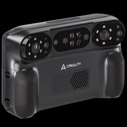 Creality Sermoon P1 Escáner 3D inalámbrico, cuerpo negro compacto con doble cámara frontal, LEDs integrados, agarres ergonómicos y ventilación perforada