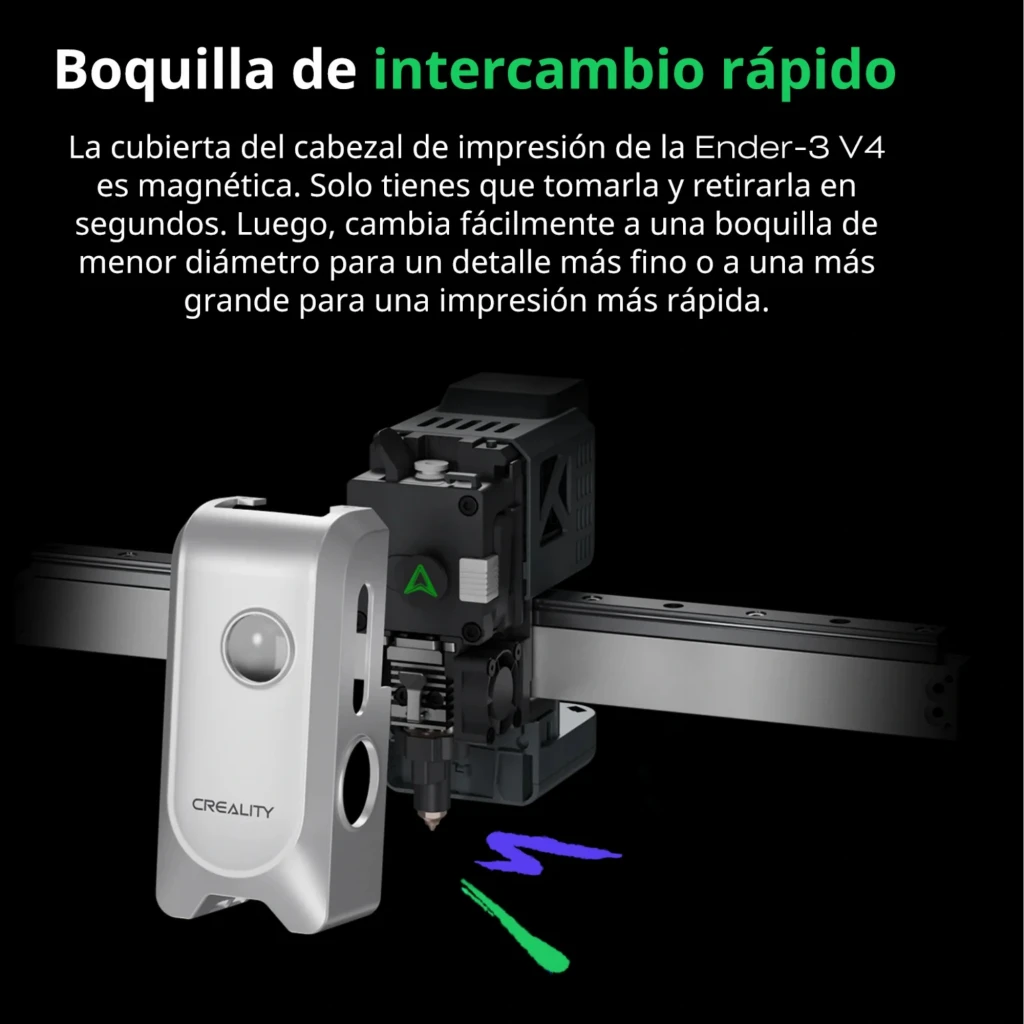 Imprimante 3D FDM Creality Ender-3 V4 Combo avec cadre alu gris, plateau doré, tête blanche et boîtier multi-bobines transparent, design compact et propre - Ítem4