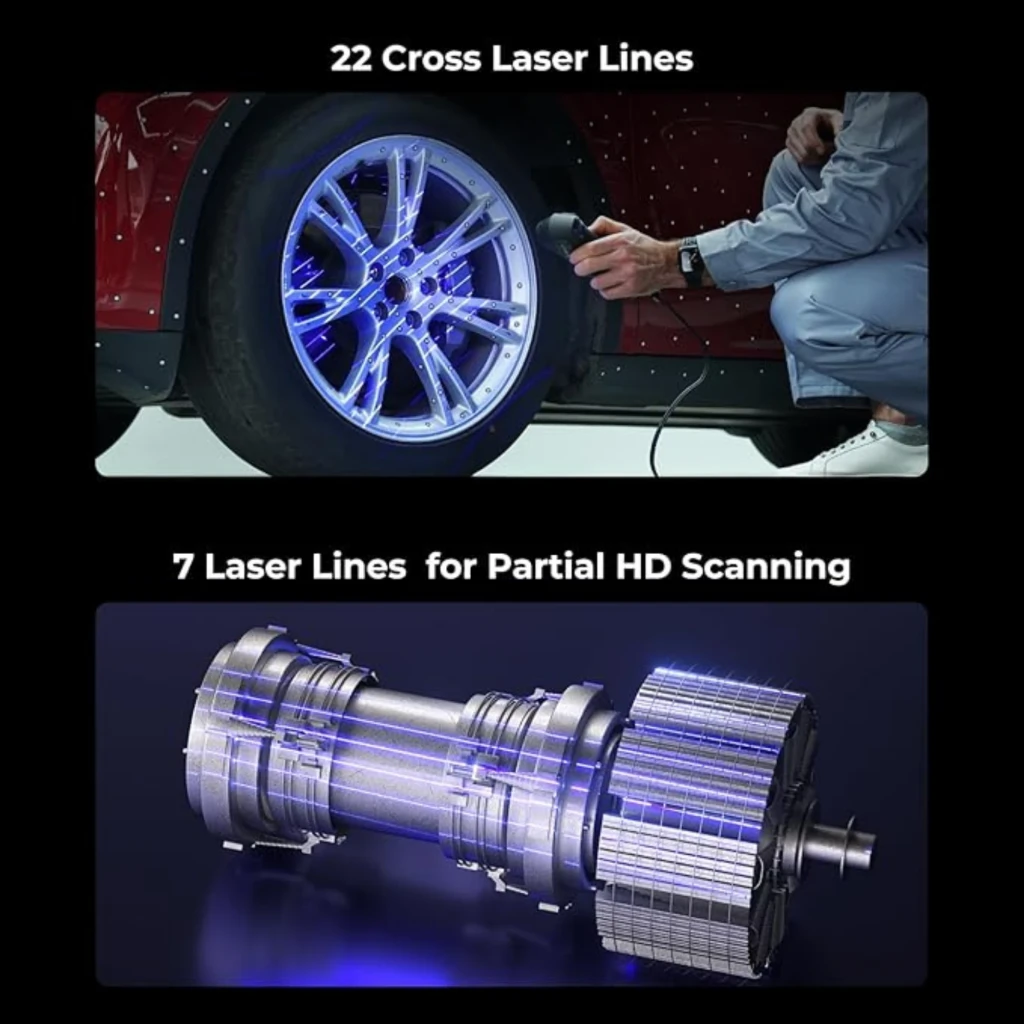 Creality CR-Scan Raptor Pro Escáner 3D 0,02 mm 60 fps Inalámbrico, cuerpo gris compacto con dos módulos de sensores LED azules y agarre lateral texturizado - Ítem6