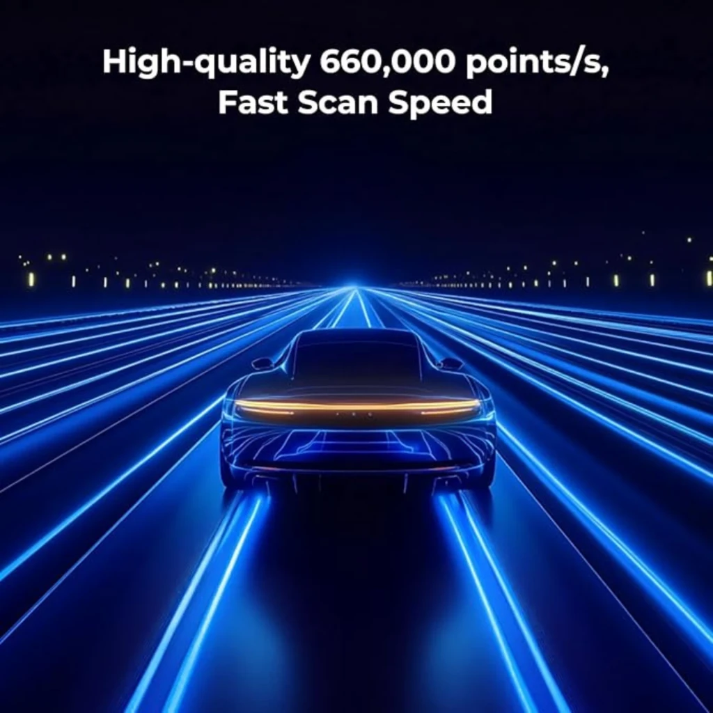 Creality CR-Scan Raptor Pro Escáner 3D 0,02 mm 60 fps Inalámbrico, cuerpo gris compacto con dos módulos de sensores LED azules y agarre lateral texturizado - Ítem8