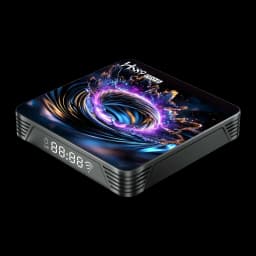 HS89 Pro 15 RK3539 4/32 GB leitor multimédia 4K com display LED frontal, Wi‑Fi 6, HDR10 e acabamento preto com topo gráfico colorido brilhante