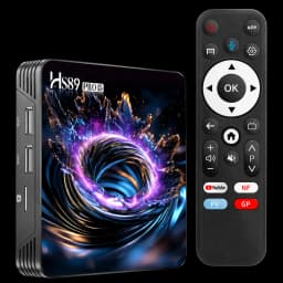 HS89 Pro 15 RK3539 leitor multimédia 4K com Wi-Fi 6 e HDR10, caixa compacta com portas laterais USB e microSD, controle remoto com atalhos de apps