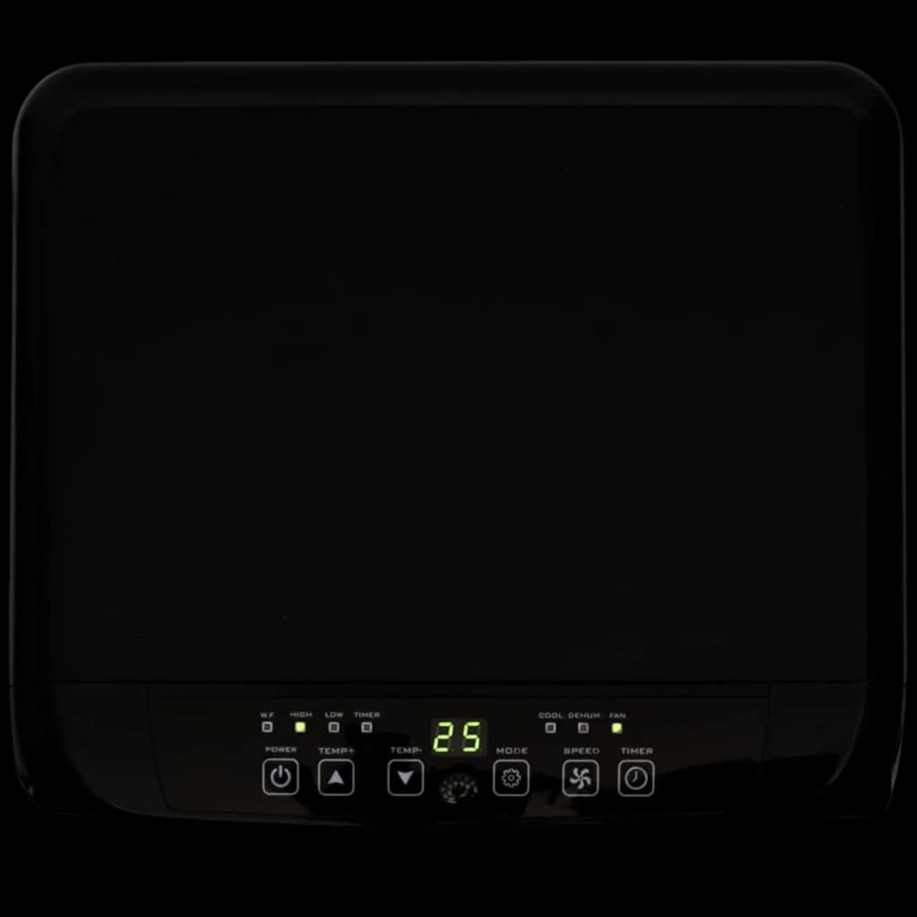 Glaziar Predator S30PLUS climatiseur portable 9000 BTU noir, panneau supérieur noir brillant avec écran LED vert 25 et boutons tactiles rétroéclairés