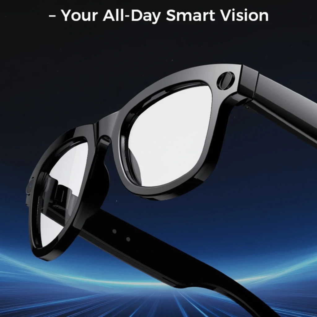 M01Pro AI Sunglasses Gafas negras estilo Wayfarer con cámara 8MP integrada en la montura, lentes polarizados oscuros y conectividad Bluetooth 5.4 - Ítem3