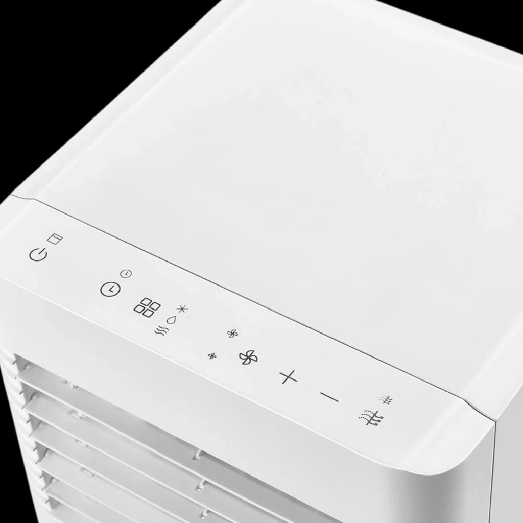 Climatiseur portable Orbegozo ADR 9000, 2 250 BTU/h, blanc; panneau supérieur avec commandes tactiles, voyants LED, grilles d’air avant et bords arrondis