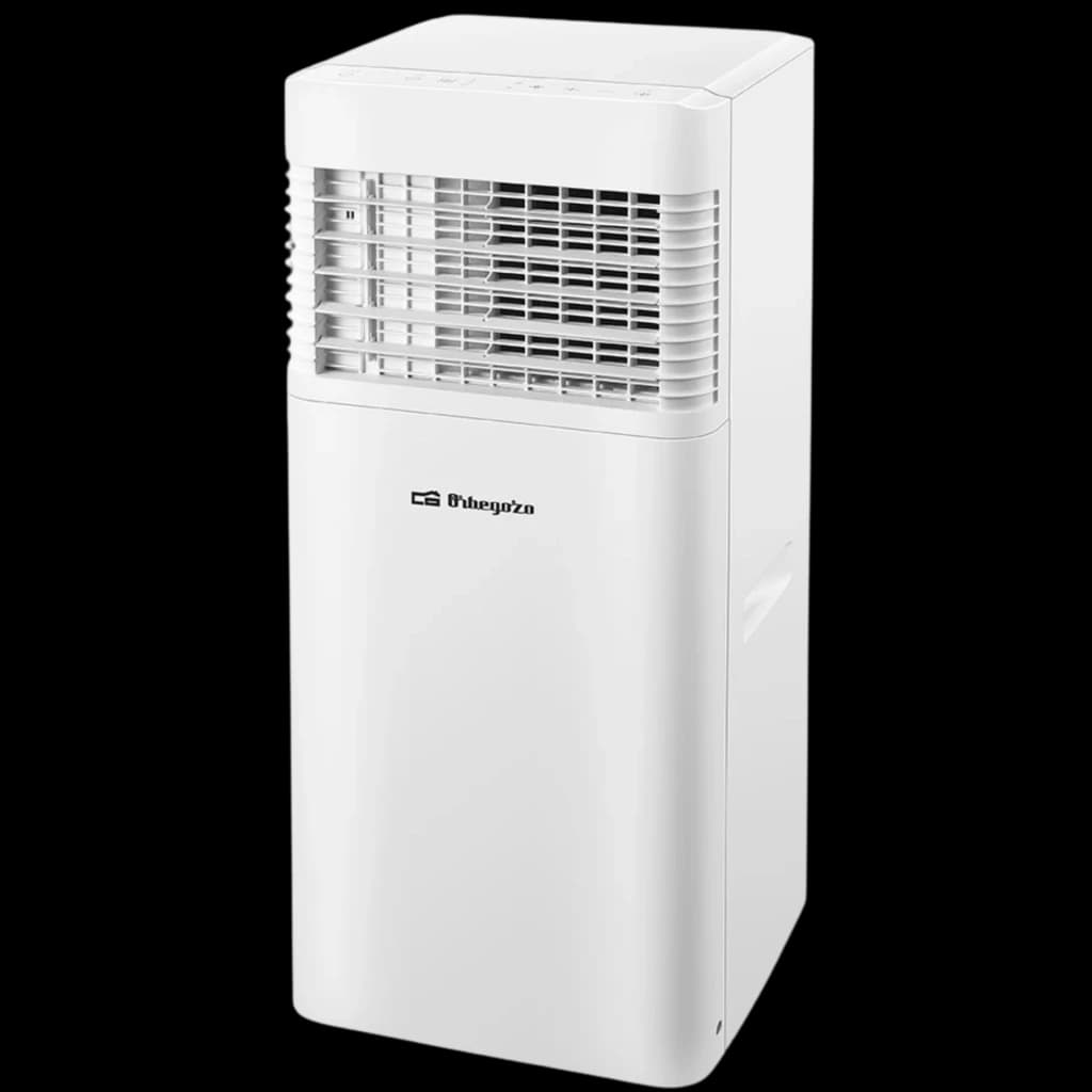Climatiseur portable Orbegozo ADR 9000 blanc, format tour, grille frontale à lamelles, panneau de contrôle supérieur tactile, poignées latérales discrètes