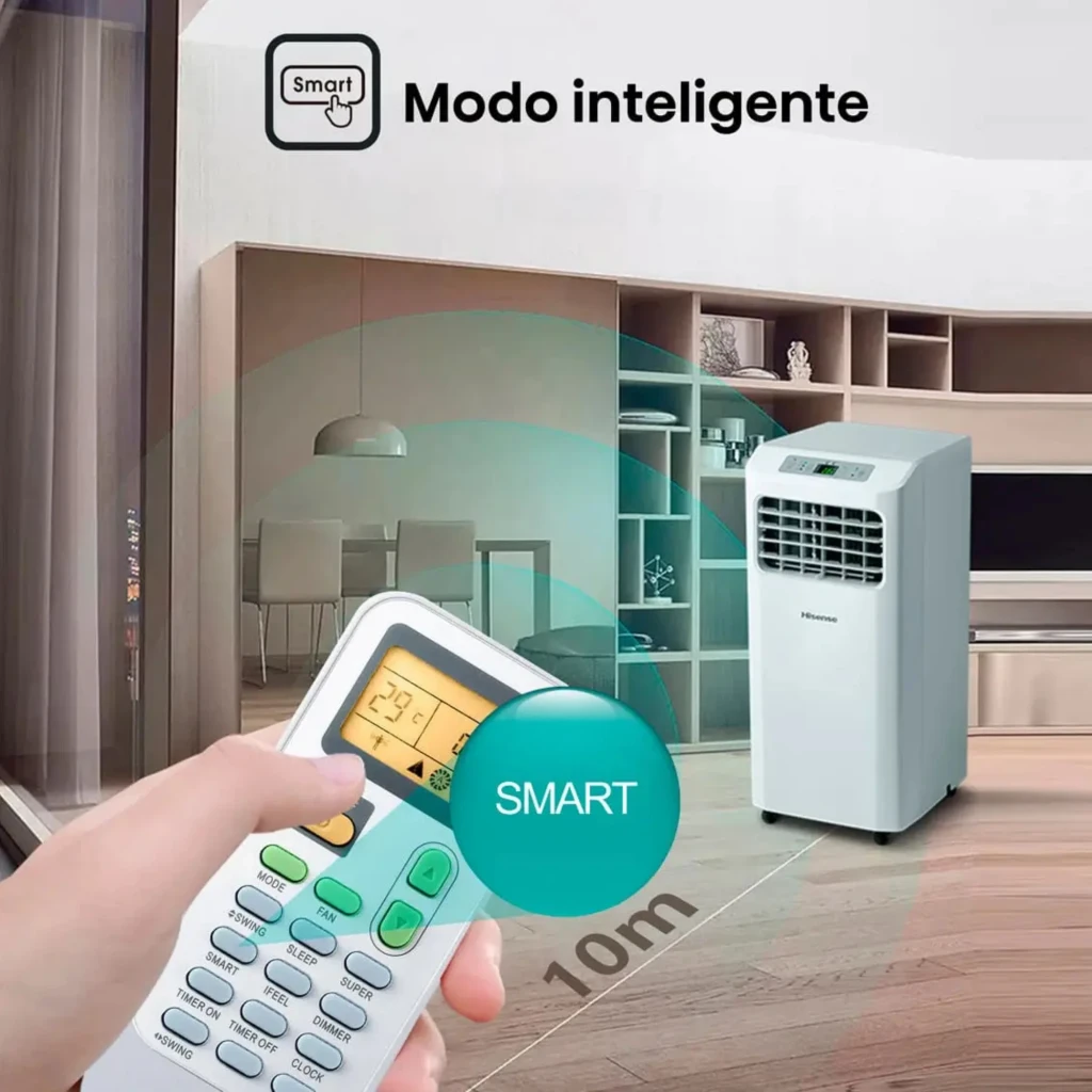 Hisense Patagonia APH12QC ar condicionado portátil branco, design compacto com painel digital superior, grelha superior inclinada e alças laterais para - Item9